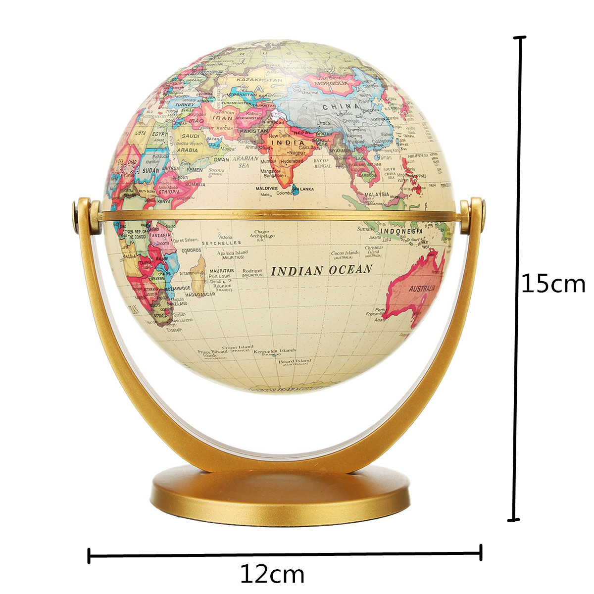 12cm retro kloden 360 roterende jord verden ocean kort bold antik desktop geografi læring uddannelse hjem skole dekoration