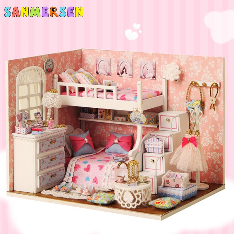 DIY casa de muñecas en miniatura de madera Casa de Ángel modelo de juguete Villa modelo hecho a mano casa de muñecas juguetes educativos para padres e hijos