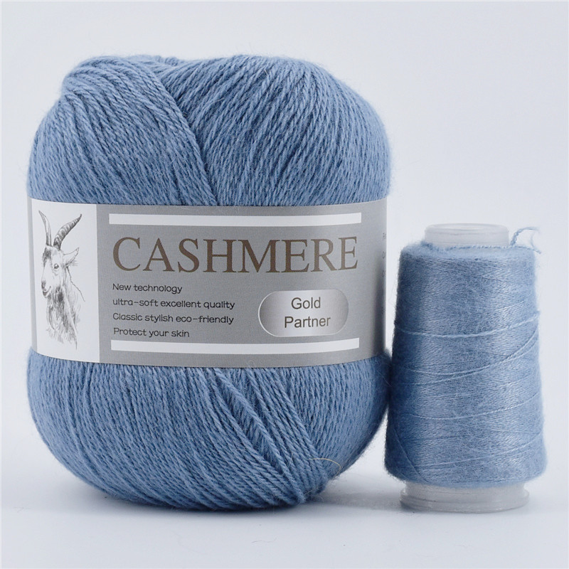 Hilo de tejer de 3 capas, hilo de Cachemira de estambre fino para camiseta, 1 madeja de 338m y 70g, línea de ganchillo de lana para costura: Azul oscuro