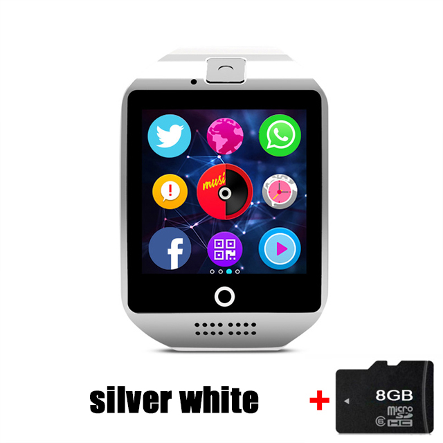 Montre intelligente Bluetooth Q18 horloge intelligente pour téléphone Android avec podomètre caméra carte SIM Whatsapp Message d'appel affichage pk A1: SWxCard