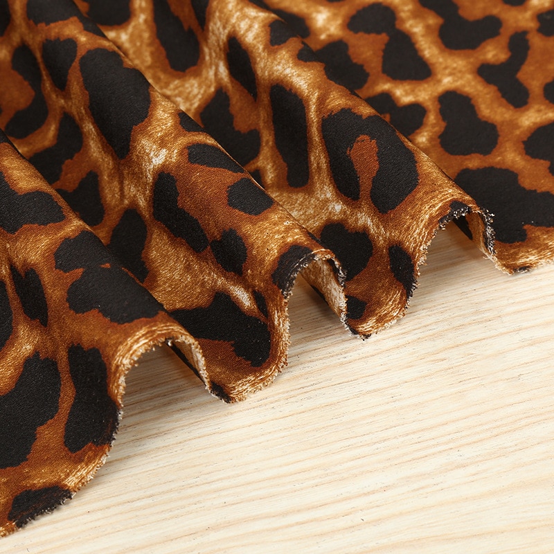 Leopard print klut huayao stoff crepe de chine skjorte polyester chiffon