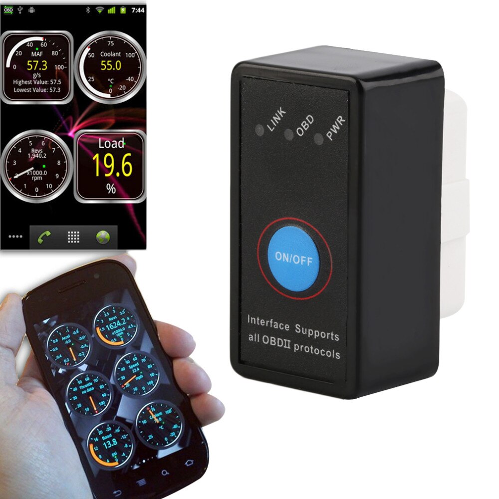 Mini obd 2 bluetooth bil scanner adapter bil auto diagnostisk scanner automotive scanner elm 327 switch support