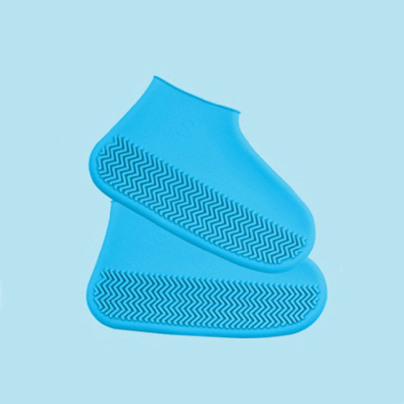 Couvre-chaussures classique en Silicone, couvre-chaussures imperméables réutilisables, antidérapantes, épaisses, protection pour chaussures d'extérieur, pour femmes et hommes: Bleu / S