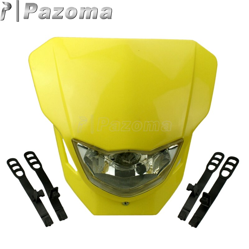 Pazoma – phare universel blanc pour motos, pour Honda CRF XR Yamaha WR YZ Suzuki DR DMZ Kawasaki KLX KX 250 450, 12V: YELLOW