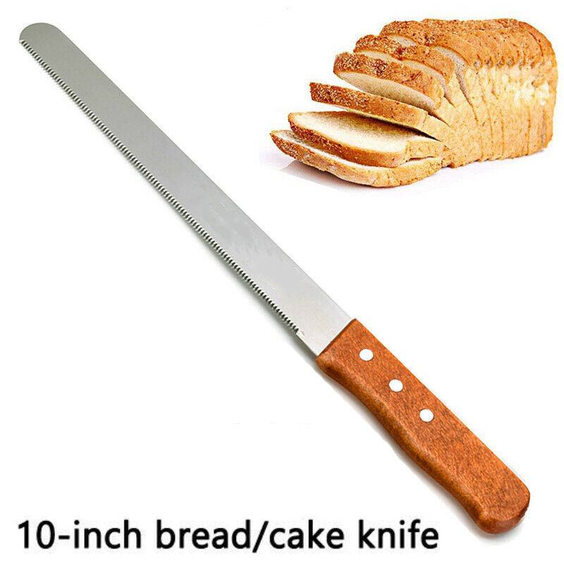 Roestvrij Stalen Broodmes Cake Snijden Mes Broodsnijmachine Toast Snijden Messen Houten Handvat Voedsel Gekarteld Lemmet Keuken Gereedschap