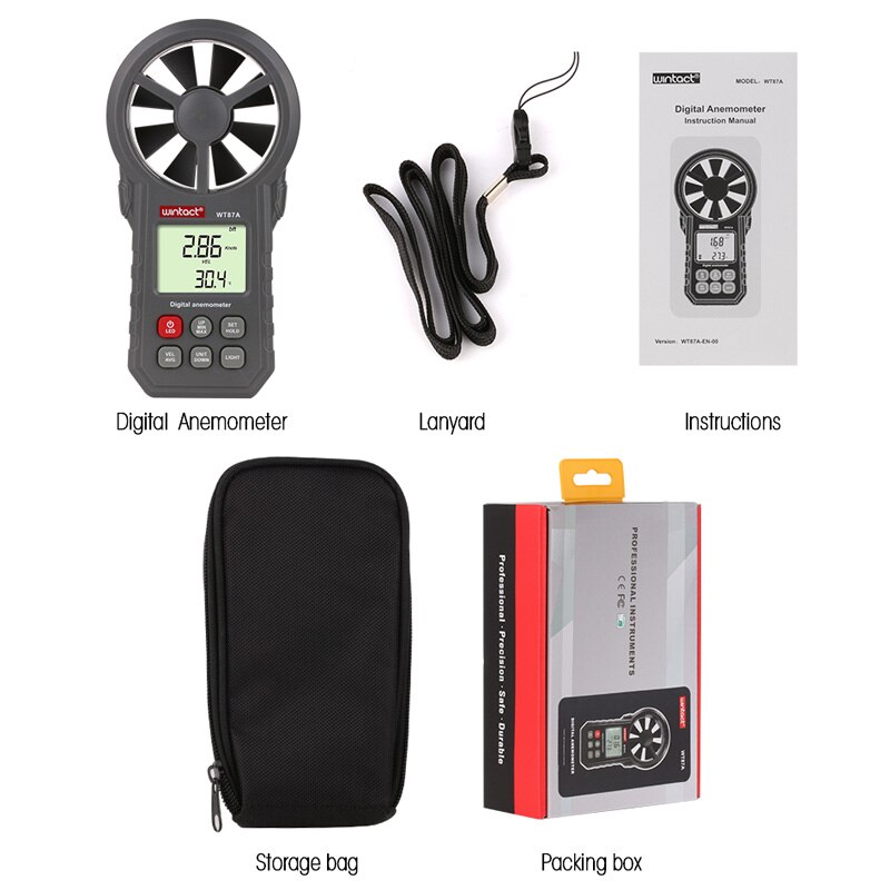 Digital Anemometer Wind speed Handheld Digital Wind Speed Meter Portable Anemometer Sensor Wind Speed 0-30M/S Wind Meter