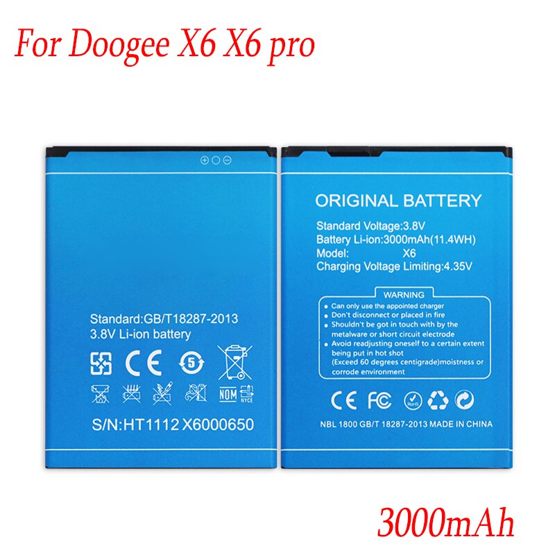 Batería para teléfono Doogee X5 MAX X5 MAX Pro X30 X50 X7 X7 Pro, para Doogee X5 X5 Pro X5S X6 X6 pro T3 Y100 Plus: X6 X6 pro