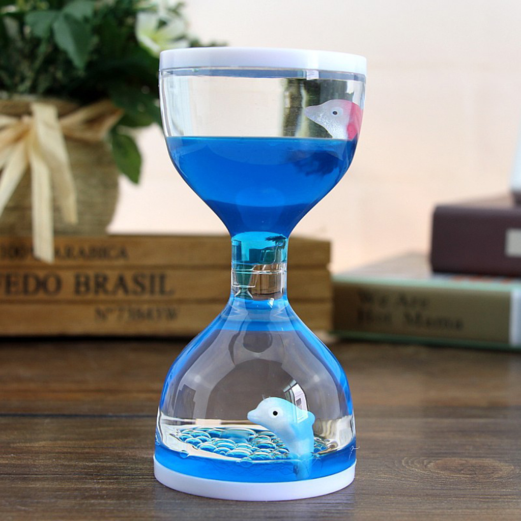 Dolphin Liquid Motion Bubbler Timers, Oil Hourglass Sensory Relaxation Toy Visual Bubble for Office & Desk Decor Xmas