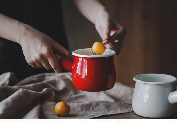 Japanese Mini milk pot induction cooker enamel butter pot single handle soup pot Pan Pan baby pot