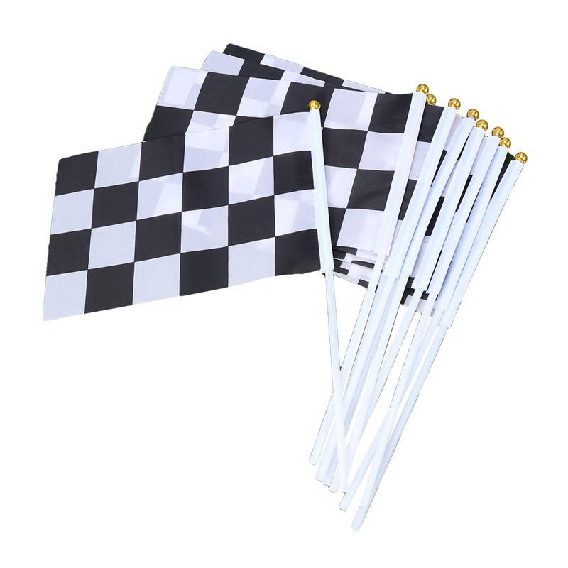 Mini banderas de carrera a cuadros, Bandera de mano para coche de carreras, 50 Uds., color blanco y negro: As Shown