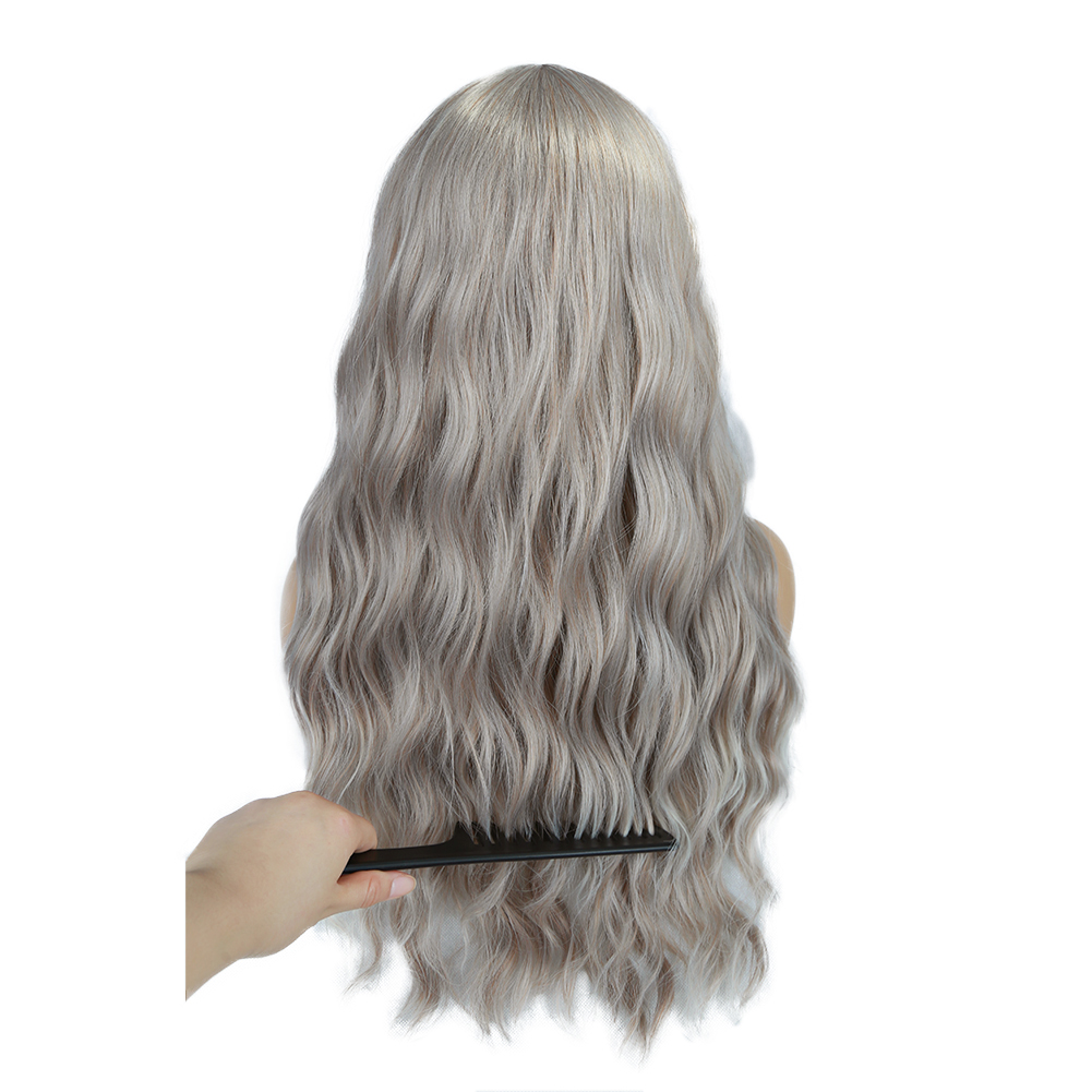 Peluca sintética Wignee largo ondulado gris ombré resistente al calor para mujer, rubia marrón/Cosplay gris Americano/pelucas de pelo Natural para