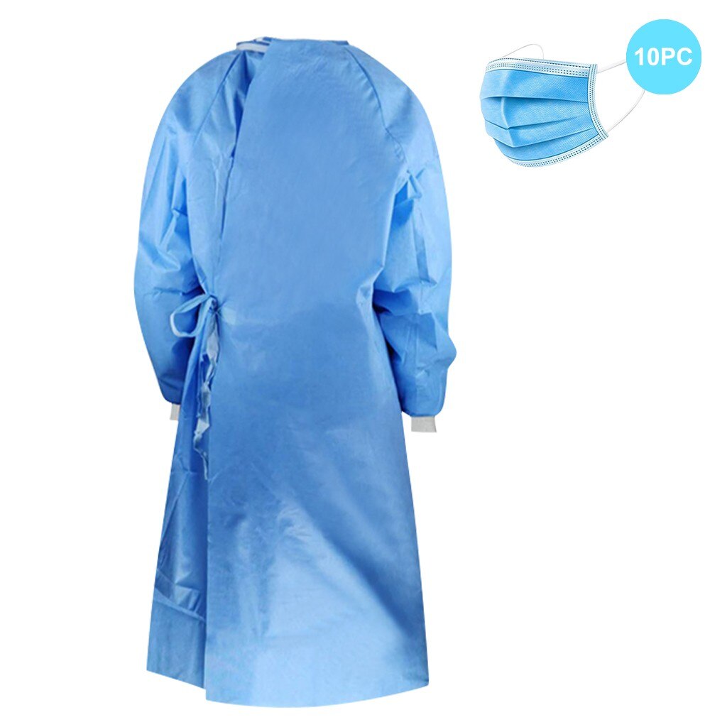 Disposable Protection Gown Dust Spray Suit Siamese Non-woven Dust-proof Anti Splash Clothing Safely Clothes In Stock#E30: S  / Blue