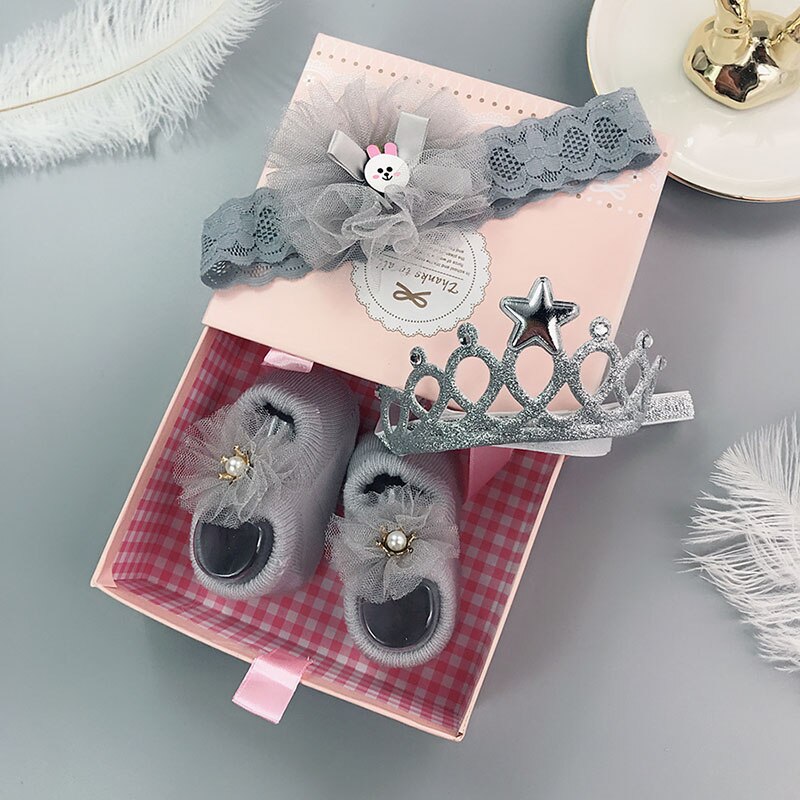 4 sæt nyfødt baby pige pandebånd søde blomster krone sløjfer prinsesse baby pandebånd småbørn spædbarn hår tilbehør fødselsdag