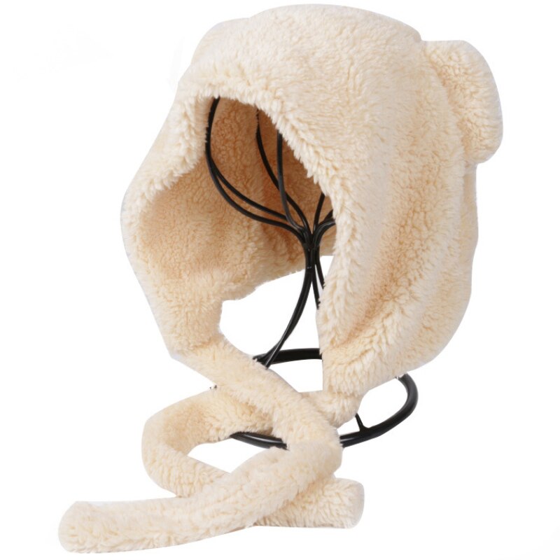 HT2895 Vrouwelijke Russische Cap Leuke Ear Soft Fleece Herfst Winter Hoed Ouder Kind Solid Plain Russische Hoed Dame Sneeuw Ski oorklep Cap: Beige / Child size 52-54cm