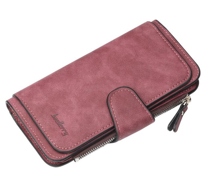 Women Long Clutch Wallet Hasp Ladies Long Purse Matte Leather Wallet 10 Colors: maroon