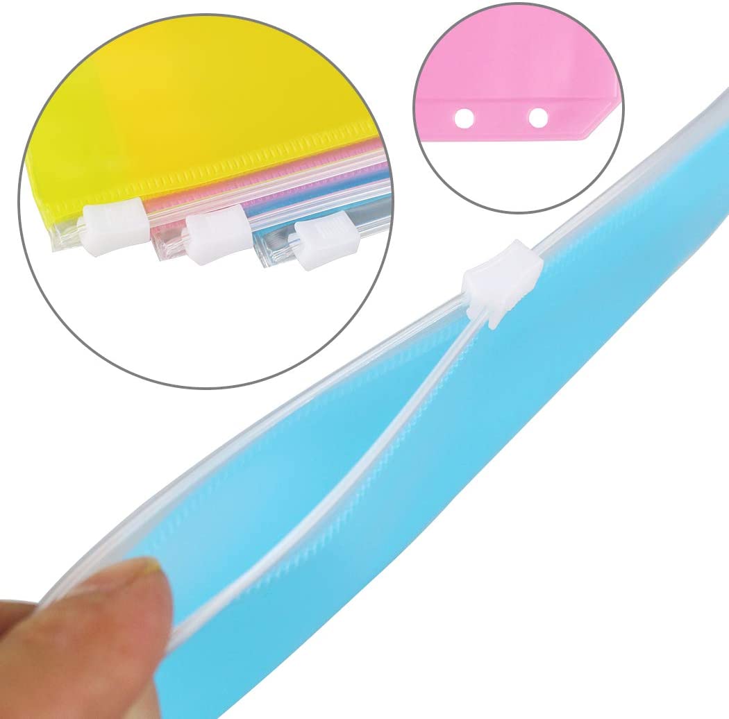 12pcs Binder Pockets A6 Size 6 Holes Binder Zipper Folders for 6-Ring Notebook Binder Loose Leaf Bags, Waterproof Document Bag