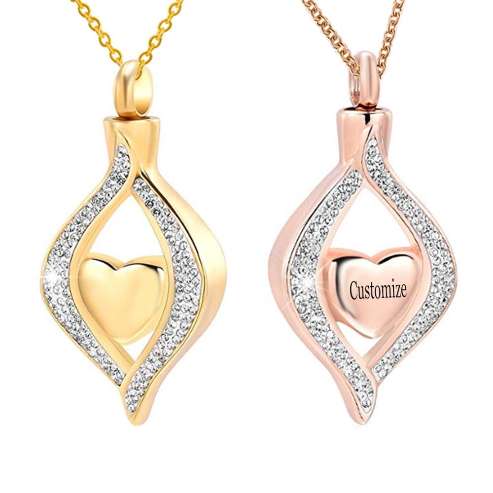 Gioielli in cremazione in acciaio inossidabile per ceneri The Eye of My Heart gioielli commemorativi per ricordo incisi per ciondolo collana in urna