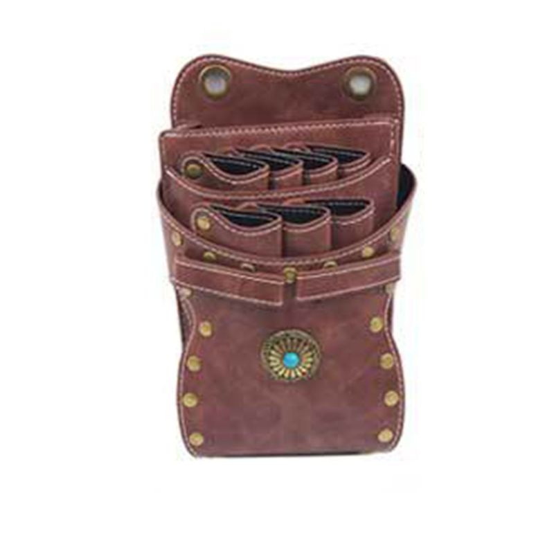 Funda para tijeras soporte para tijeras de peluquero, Funda de cuero PU para herramientas de peluquería, 23GE: brown