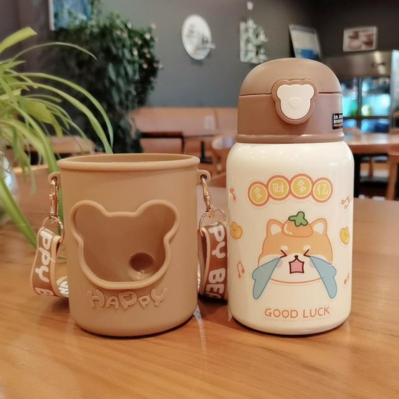 450ml Isolierte Tasse Mit Aufkleber Sicher Hygienisch Picknick Ich bin Freien freundlicher Studenten Sicherheit Sperren Doppel Schicht Vakuum Nette: 06