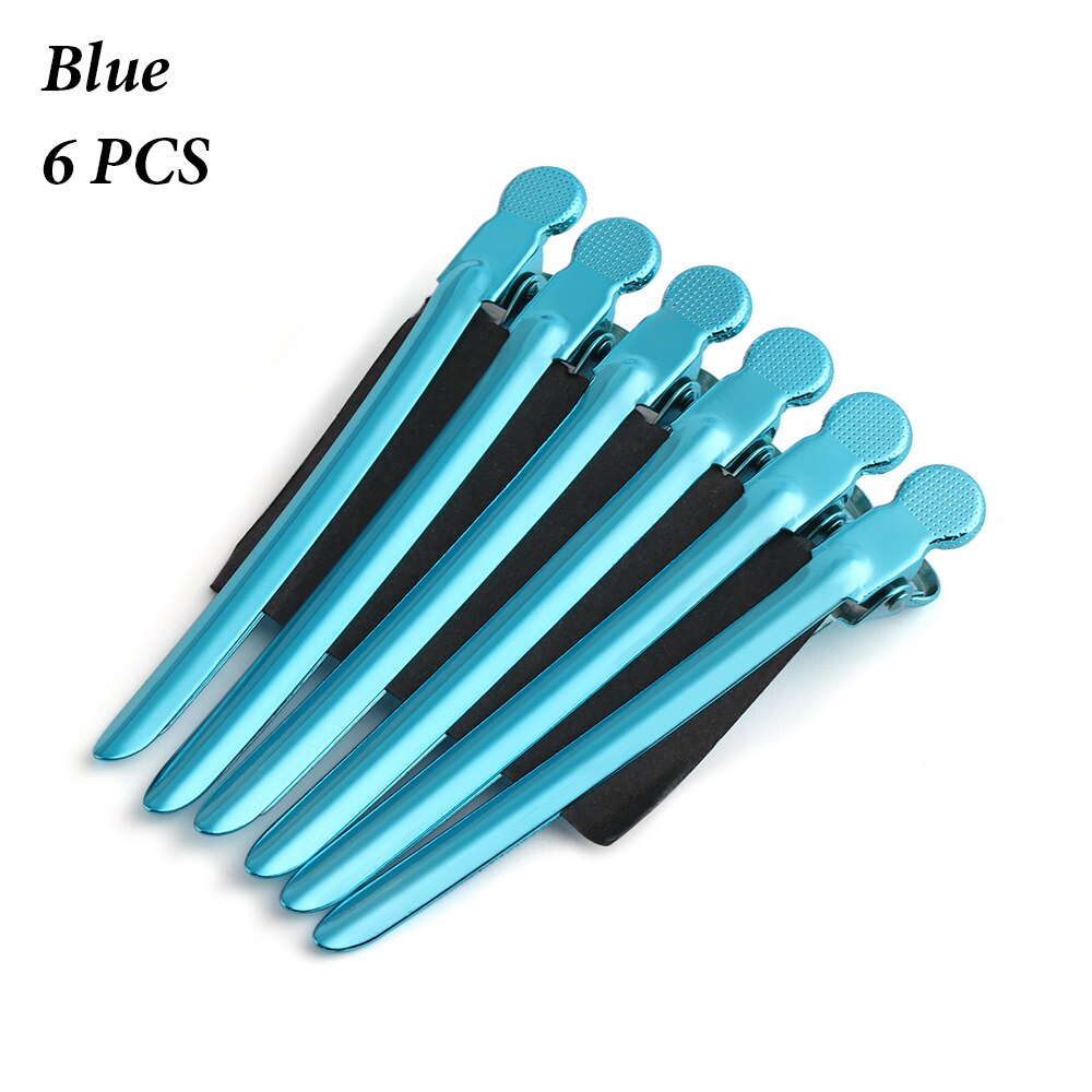 6Pcs Metal Duck Mouth Hairdresser Hair Clip Salon Hair Clamps Hairdressing Pro Section Hair Clips Hair Styling Accessories: 6 Pcs blue