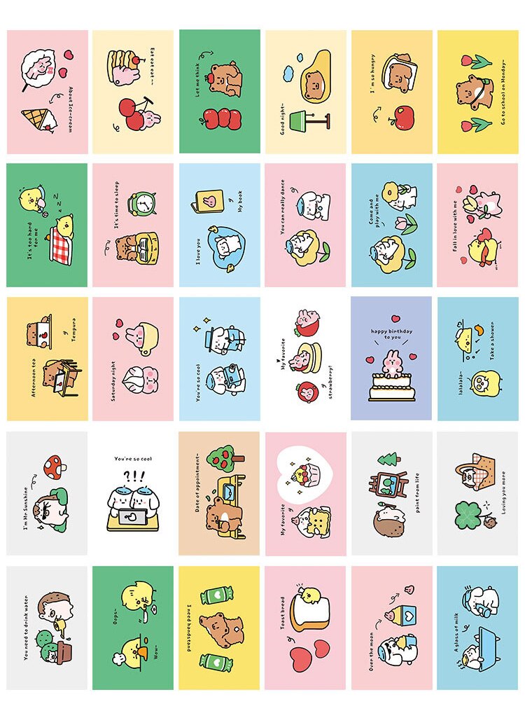 30pcs postcards cute greeting card message labe blessing card writing postcards for girls: Default Title