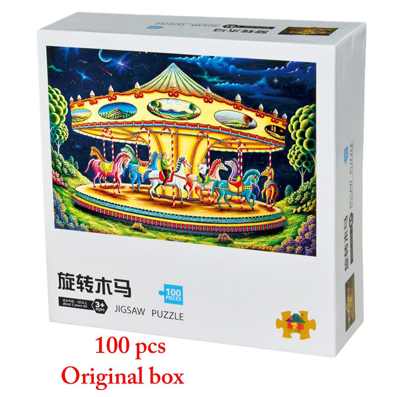 100 stücke von karton puzzle, verschiedene muster, pädagogisches pädagogisches spielzeug, geben kinder die beste geburtstag NSWOB: carousel