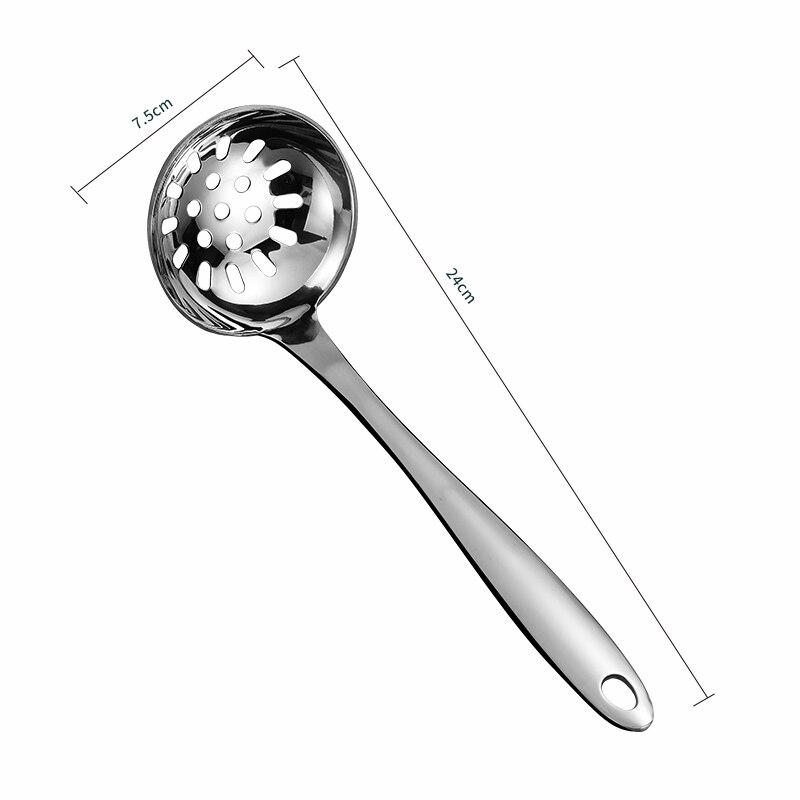 Gold Soup Ladle Stainless Steel Serving Spoon with Long Handle Tablespoon Kitchen Cooking Spoon Dining Spoon Soup Scoop: Colander Red Silver