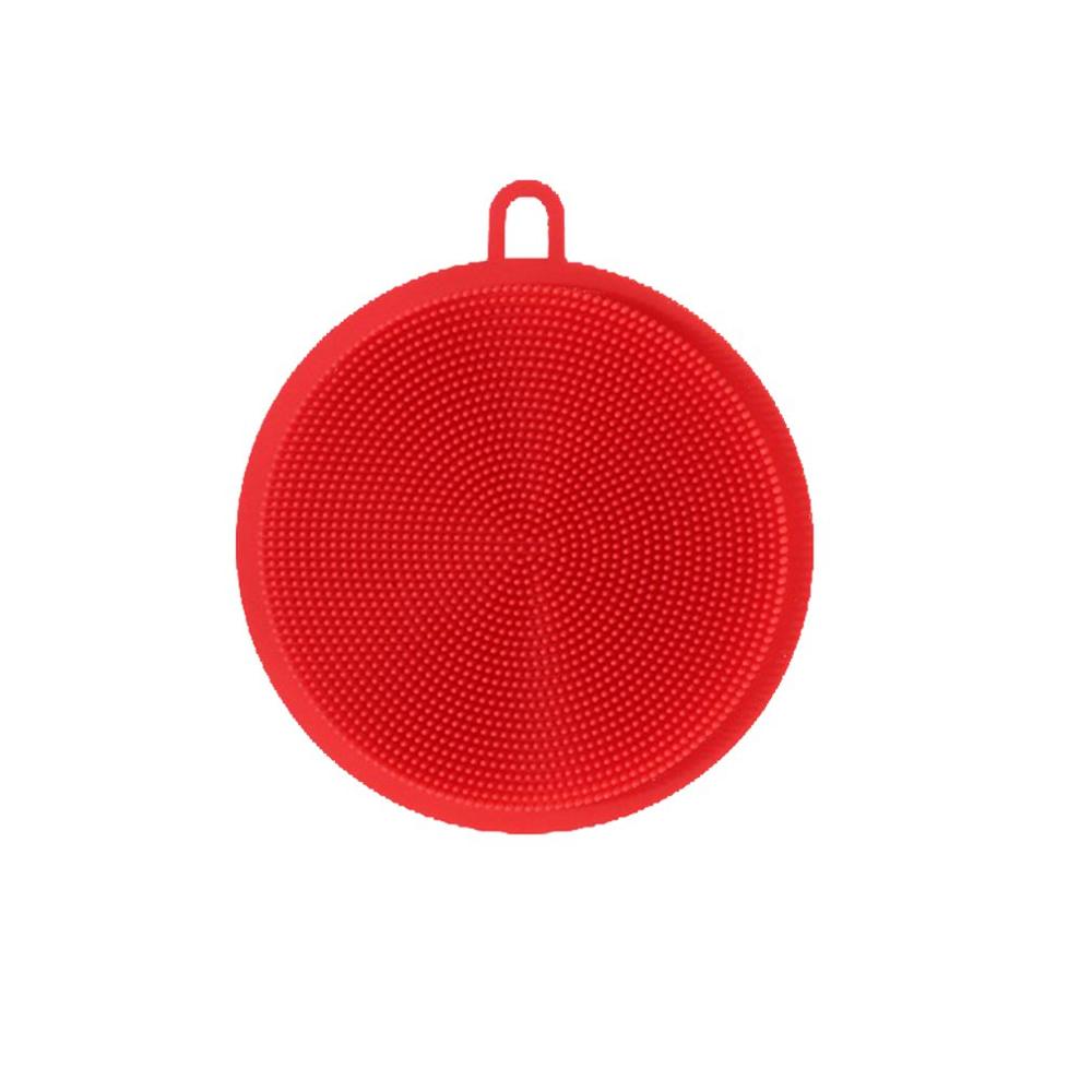 Keukenreinigingsborstel siliconen spons multifunctionele potten pannen servies spons scrubber reinigingsspons schuursponsjes: Rood