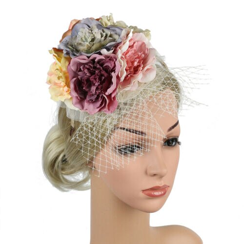 TOPEREUR Fascinator Hut Damen - Eleganter Haarclip Mit Federn & Schleier Für Hochzeit & Party