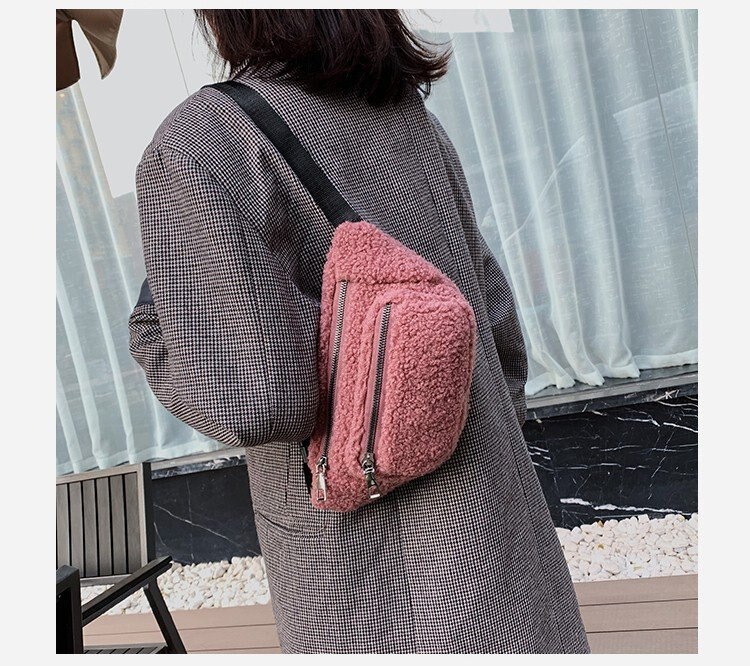 Dames heuptasje, zachte fleece heuptas, crossbody tas met verstelbare riem, dames wintertas stijl