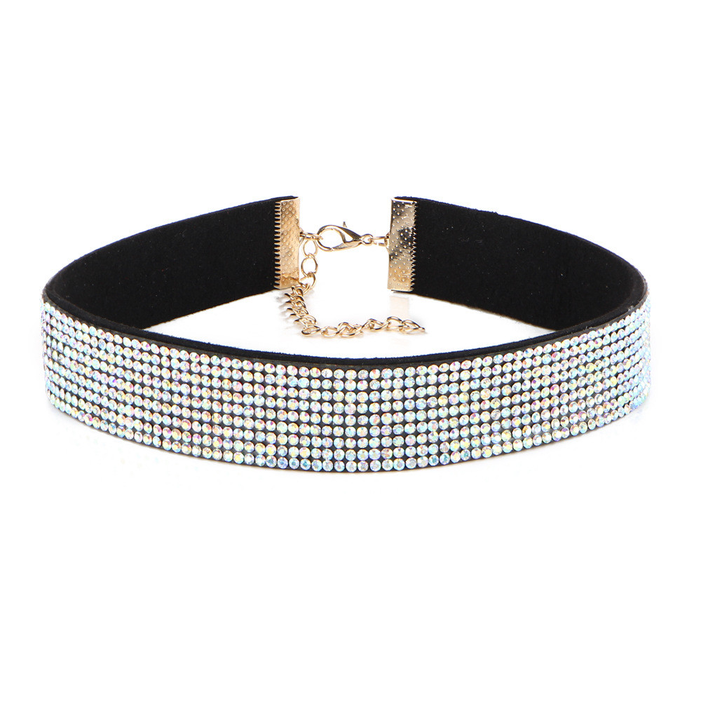 Frauen Halsband Kristall Strass Charme Damen Schmuck Samt Halskette Gold Silber Farben Elegante Frauen Schmuck Bijoux # BC: Multicolor