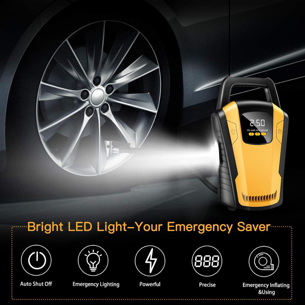 Mini bærbar bil luftkompressor 120w dekk digital oppblåsingsapparat 12v auto oppblåsbare pumper elektriske dekkoppblåsere til bil