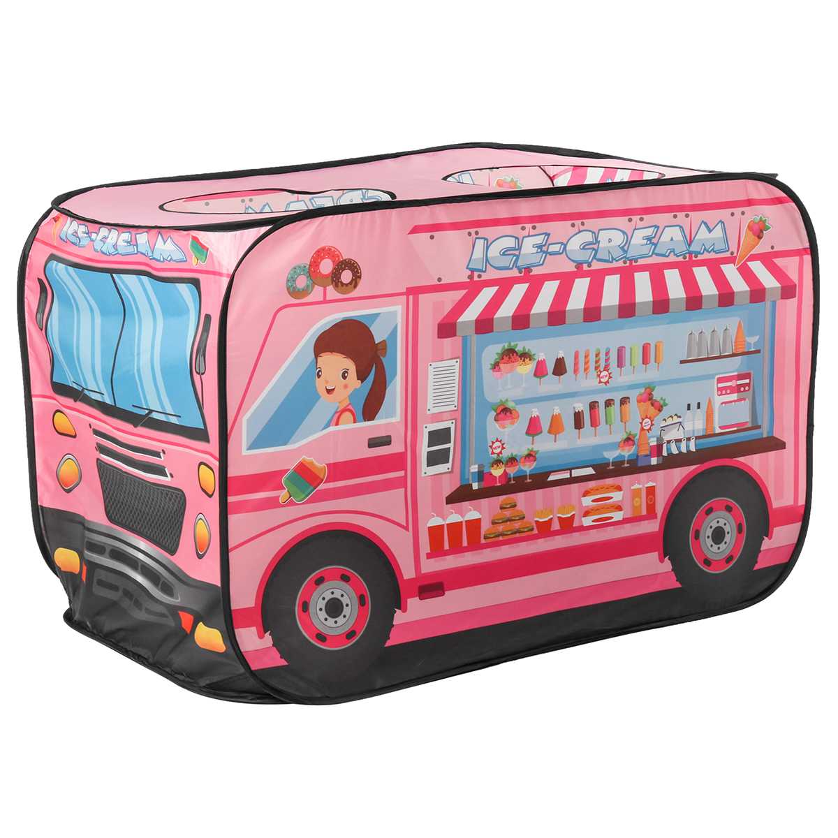 Game House Play Tent Fire Truck Bus Foldable Up Toy Playhouse Cloth Children's Toy Tent Firefighting Model House Bus: Ice Cream Truck