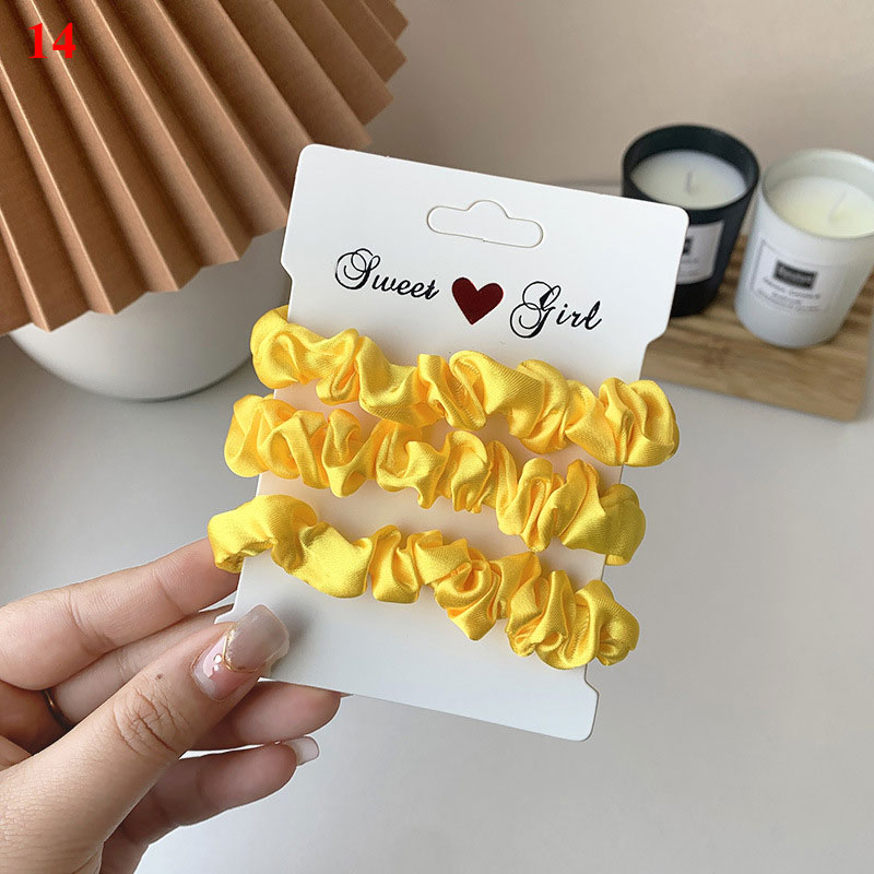 Scrunchies de satén de seda para mujer, cuerda para el cabello de Color sólido, banda de goma, soporte para Cola de Caballo , diadema elástica, accesorios para el cabello, 3 piezas por juego