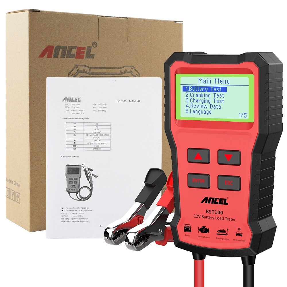 Ancel bst 100 auton akkutesteri analysaattori 12v 2000cca jänniteakkutesti latauspiirin kuormitustestaus auton diagnostiikkatyökalu