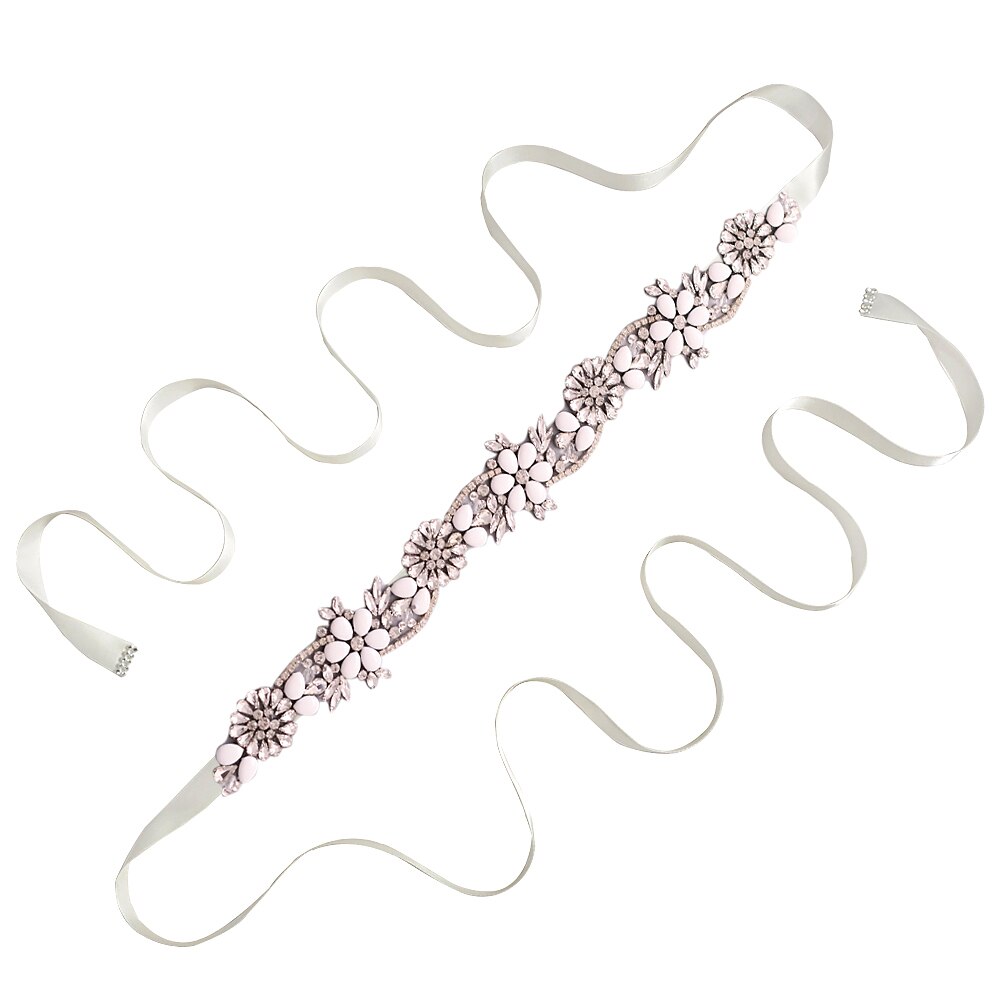 TRiXY S431 Elegante Silber Strass Gürtel Hochzeit Gürtel Schärpe Braut Gürtel für Frauen Brautjungfer Gürtel Juwel Gürtel für Braut Bund: aus Weiß