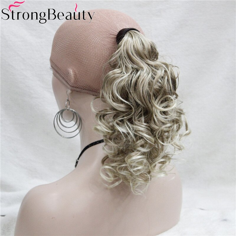 Coleta de pelo rizado, extensión de cabello medio largo sintético de belleza fuerte: 15BT613