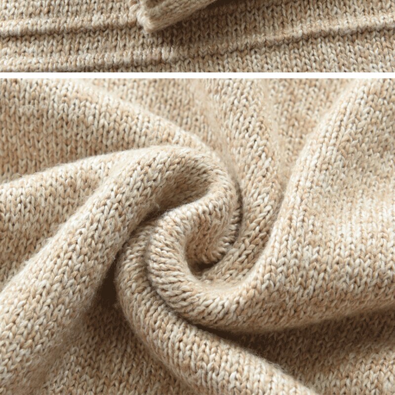 Suéter de cuello alto hcxy para hombre, suéteres gruesos de invierno para hombre, ropa cálida ajustada y elástica para hombre, ropa de punto para otoño.