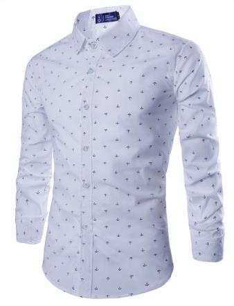 Zuzk 4 farger herre slim fit casual hvit skjorte lange armer oversize skjorter ankertrykk herre skjorte m -4xl: Hvit / L bryst 106cm