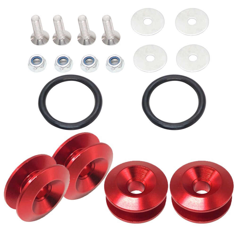 Universal Aluminum Bumper Quick Release Fasteners Fender Washers: Red