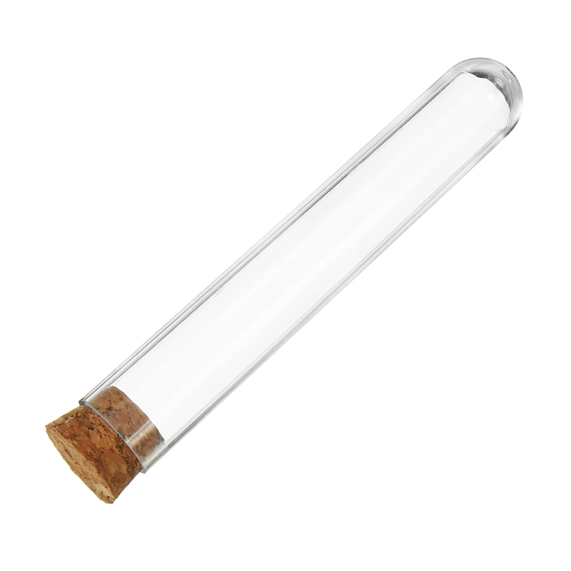 Tubo de prueba de fondo redondo de plástico transparente con topes de corcho, tubos de té perfumados vacíos como el cristal de 18x105mm 10 unidades por lote