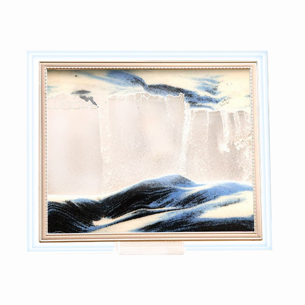 3D Dynamic Flowing Grit Sand Painting Transparent Glass Frame Drawing Landscape L9 #2: Blue 7 Inch