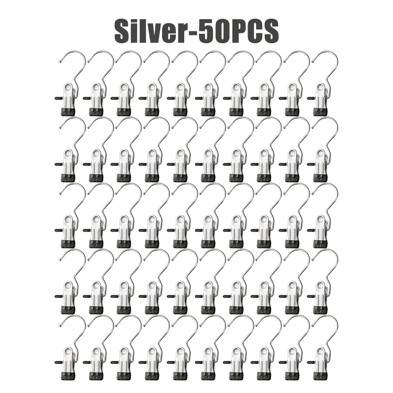 10-100pcs Stainless Steel Clothespins Laundry Clothes Pegs Hook Portable Hanging Clothes Clip Wardrobe Clothes Organizer Hanger: DARK GRAY