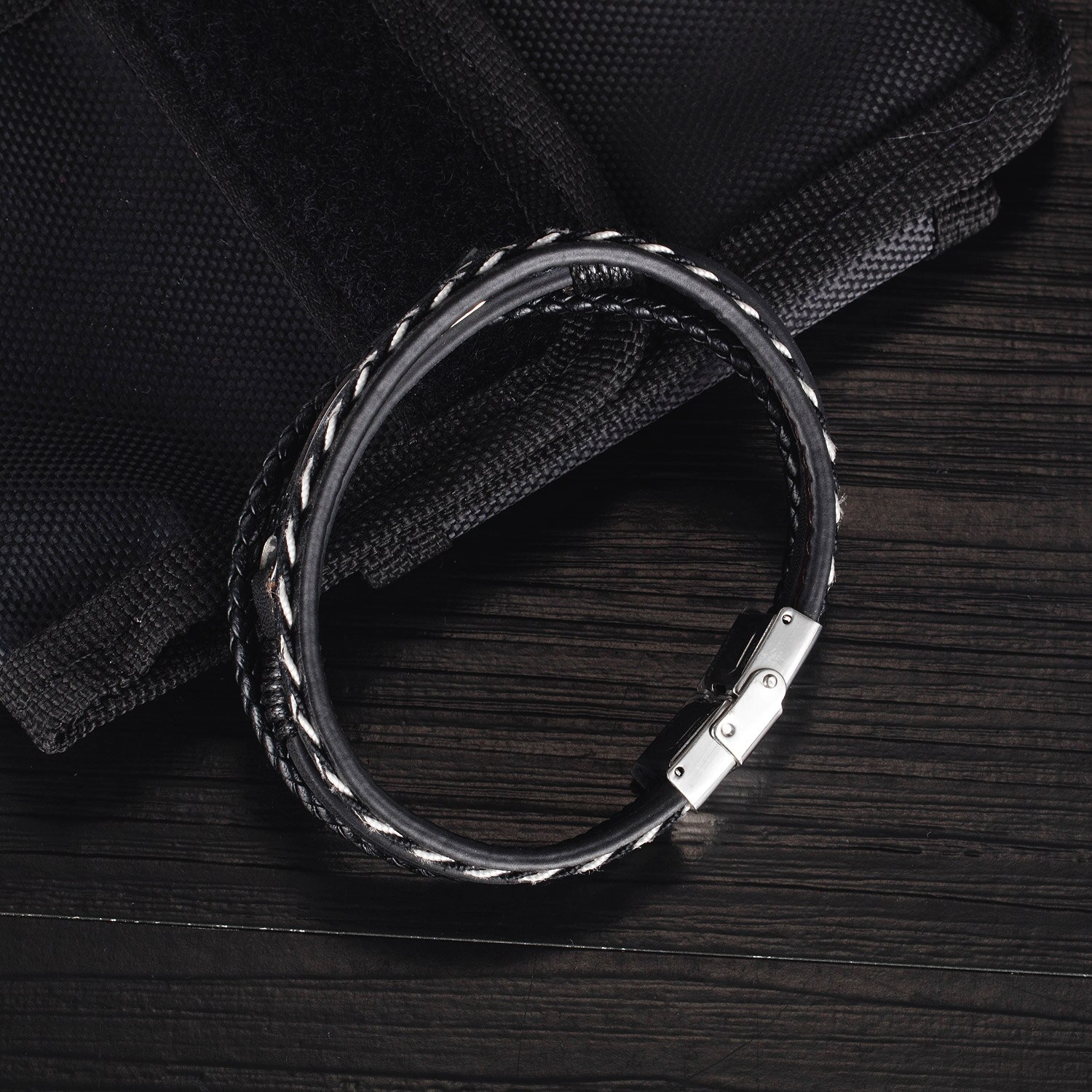 Cyue Europese Mannen Jongen Gevlochten Multi-Layer Leren Armband Muzieknoot Charm Rvs Knop Polsbandje ZYLB0180