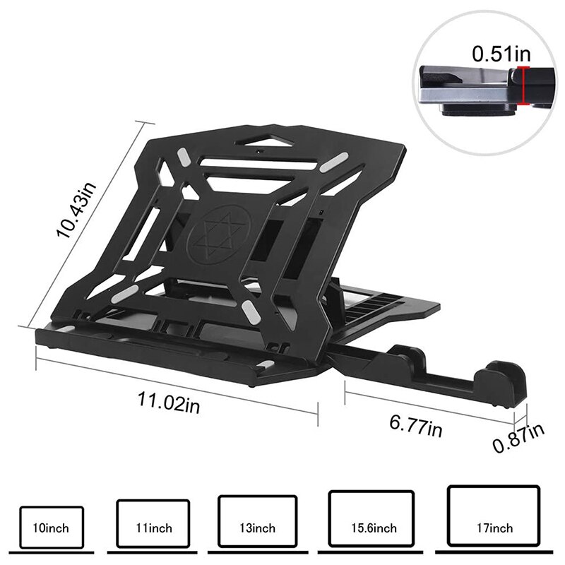 -Laptop Stand Adjustable Laptop Stand Multi-Angle Swivel Stand Mobile Phone Pad Stand for 10 to 17 Inch Laptops
