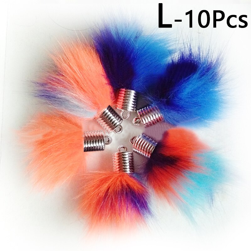 10Pcs Kunstmatige Konijnenbont Bal Pluche Fuzzy Bont Sleutelhanger Pom Pom Sleutelhanger Auto Tas Sleutelhanger Sleutelhanger Hanger sieraden: L