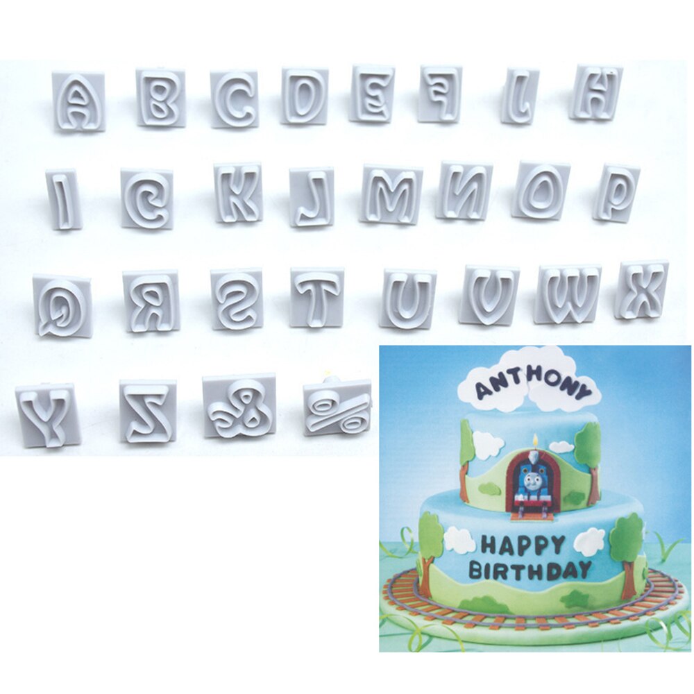 64Pcs Plastic Alphabet Cookie Cutter Set Fondant Cutters Mold Upper and Lower Case Art Deco Number Letter Stamps