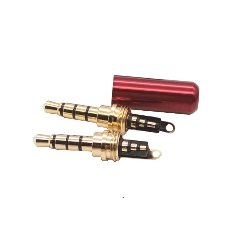 2PCS Gold-plated 3.5mm Earphone Plug 4 pole Male Plug Wire Connector 3.5MM jack For Cell phone Microphone Plug