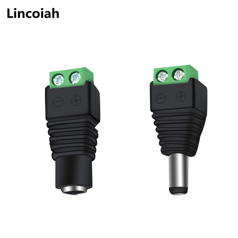 Älykäs elektroniikka uros naaras 5.5 x 2.1mm tasavirtavirta 12v 24v liitin sovitin liitin pistoke cctv kamera