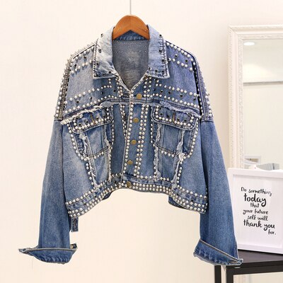 Jacke Frauen Herbst Hand Niet besetzt Denim Jacke verlieren Outwear Weibliche Neue Studenten Beiläufige Kurze Jeans Mäntel: blau